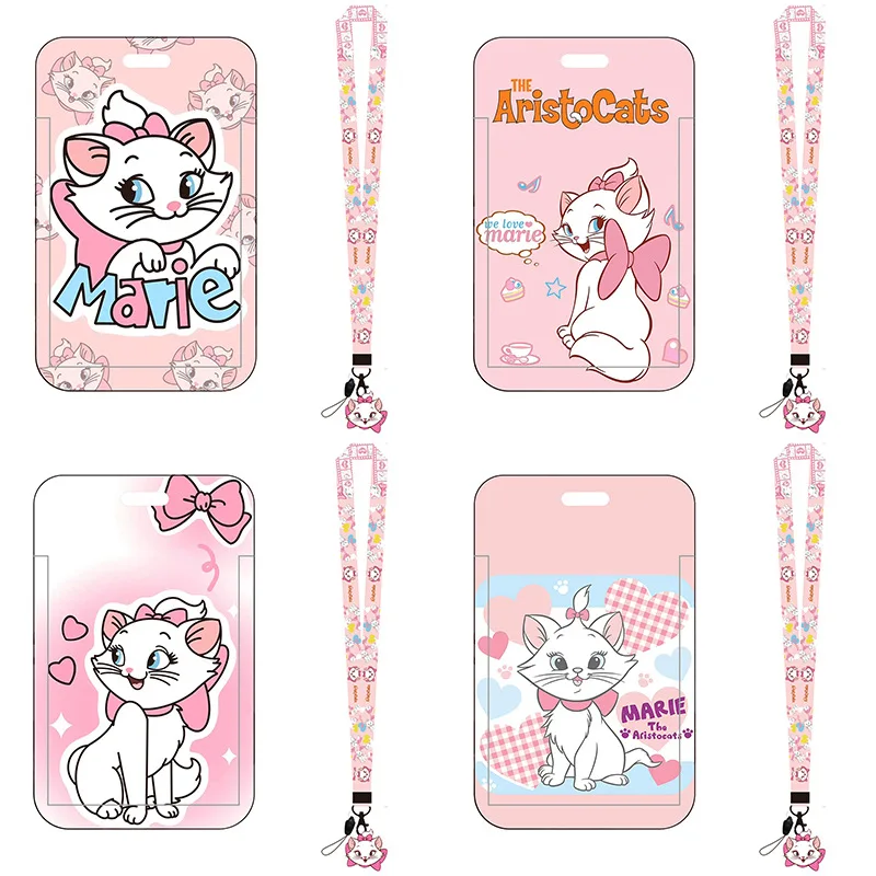 

Disney Lanyard Card ID Holder Badge Marie Cat Printing Doctor Nurse Student Women Travel Bank Bus Business Card Cover Badge