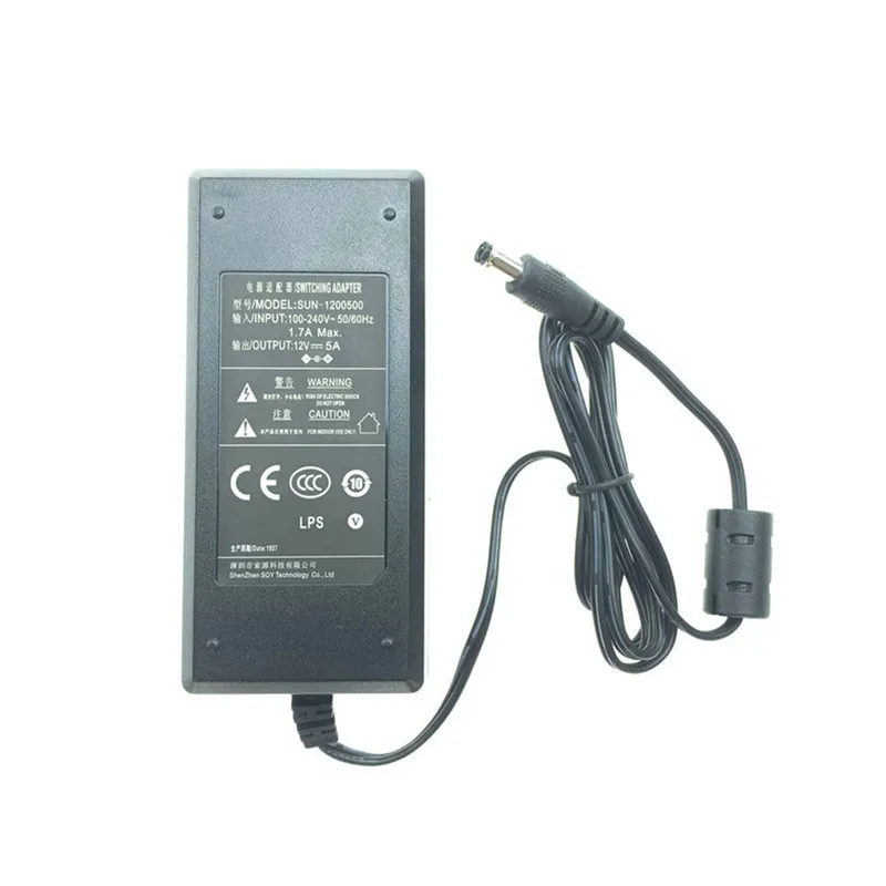 Genuine SOY SUN-1200500 12V 5A 60W AC DC Adapter Charger for Msi OPTIX AG32CQ MAG27CQ MAG271R MONITOR AG32C D16HS2TB LHV221600