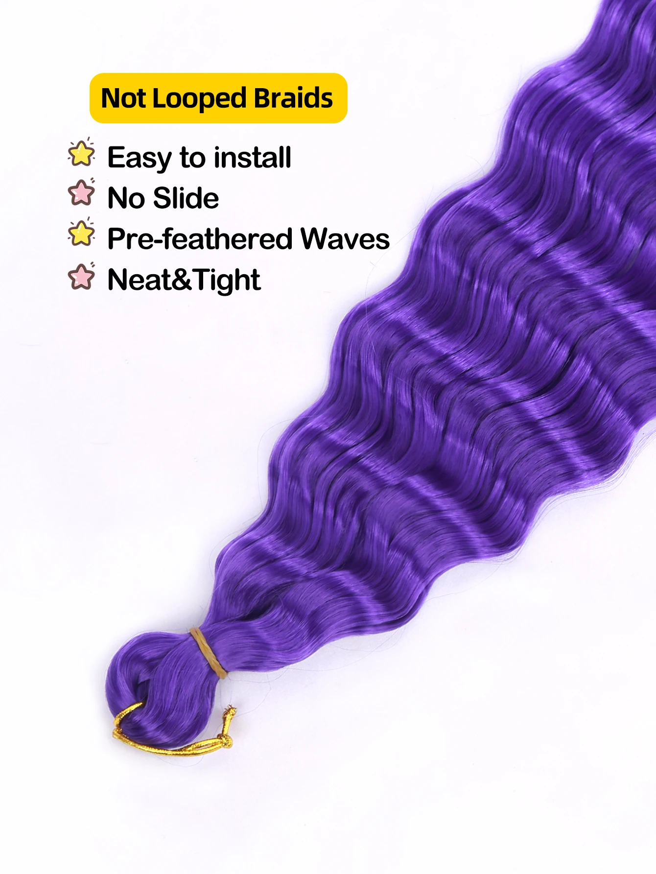 Purple Deep Water Ripple Wig  30 inch Crochet Braids Hair Women\'s Synthetic Fiber Wig  Suitable For Cosplay holidays