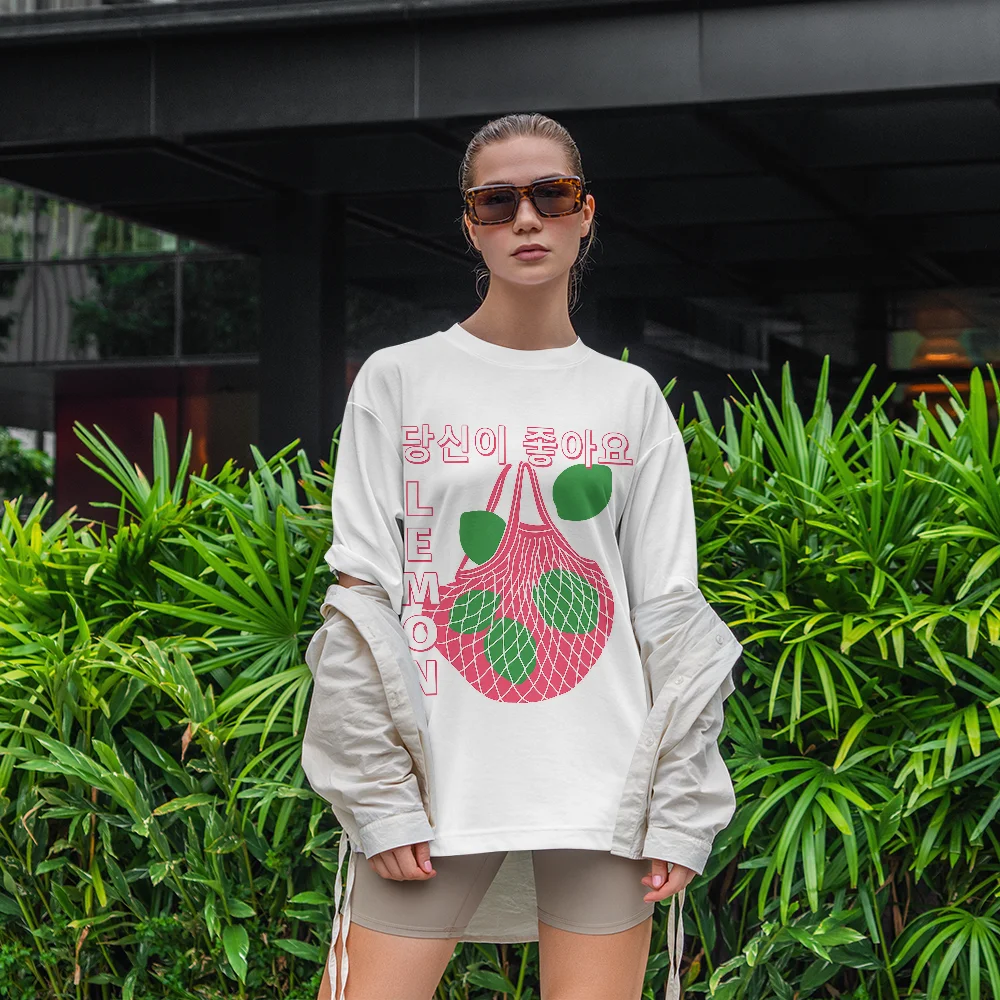 

Зеленый лимон, креативная сумка с фруктами, женские модные пуловеры с круглым вырезом и принтом, свободная хлопковая уличная одежда, одежда в стиле хип-хоп