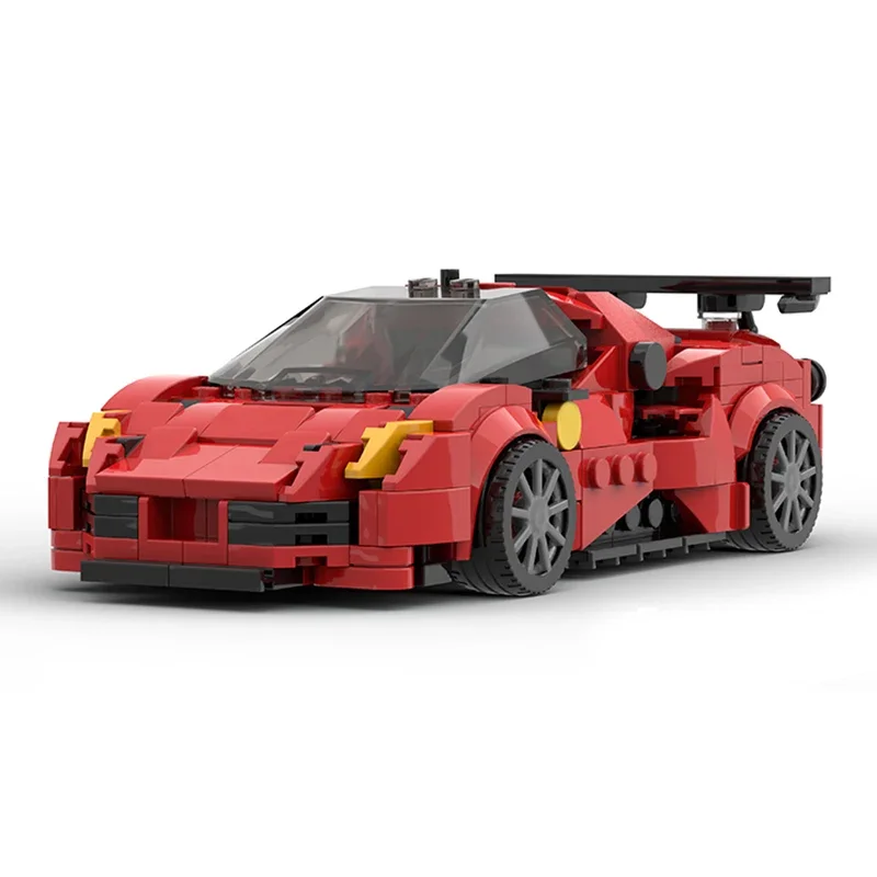 MOC-décennie s de Construction Modèle de Voiture Smile Speed Champion 488, Briques Techniques à Assembler Soi-Même, Jouets pour Enfants, Cadeaux de Vacances