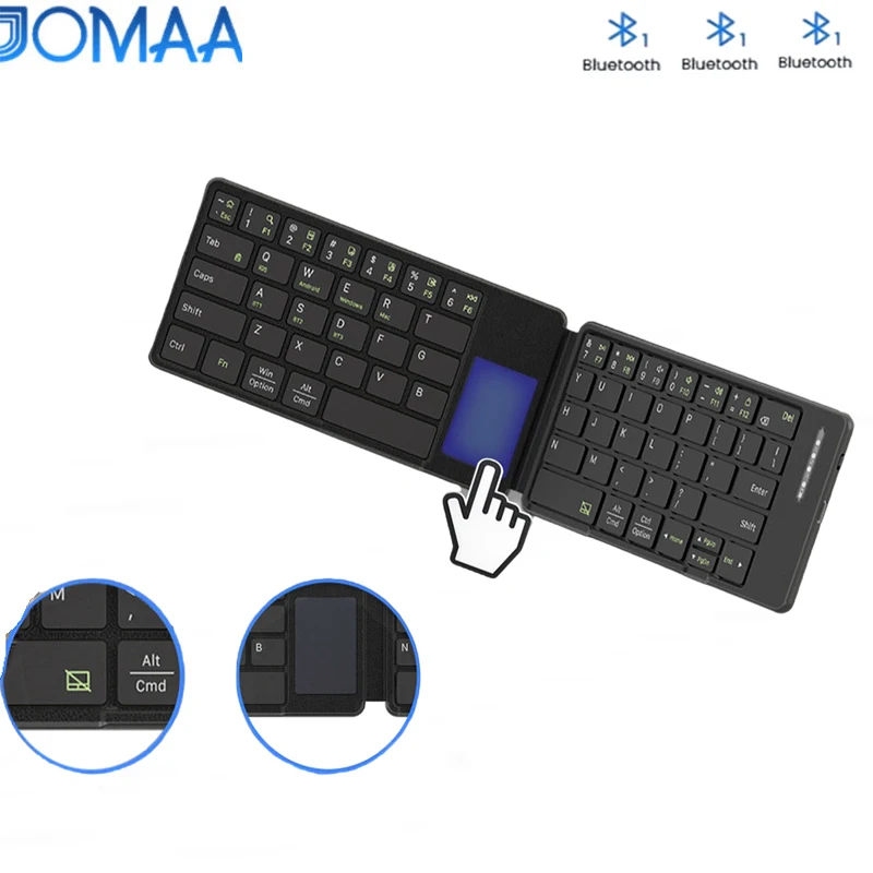 

JOMAA Foldable Bluetooth Keyboard with Touchpad,3-Device Wireless Keyboard with Holder, Rechargeable Pocket Folding Keyboard