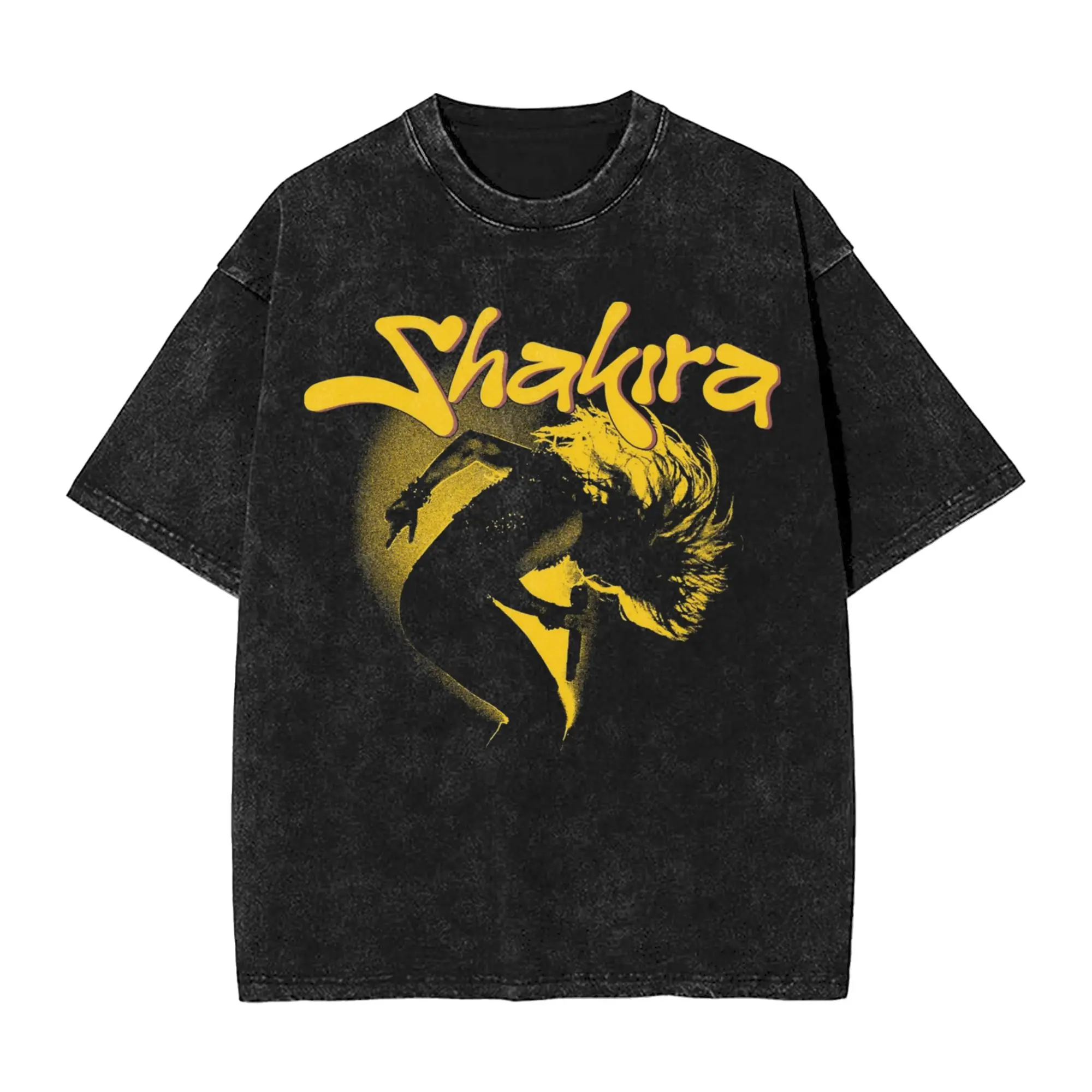 Shakiras Pop Singer T Shirt Hip Hop Washed 100% Cotton Harajuku T-Shirts  Casual for Men Women Tops Streetwear Graphic Tee Shirt