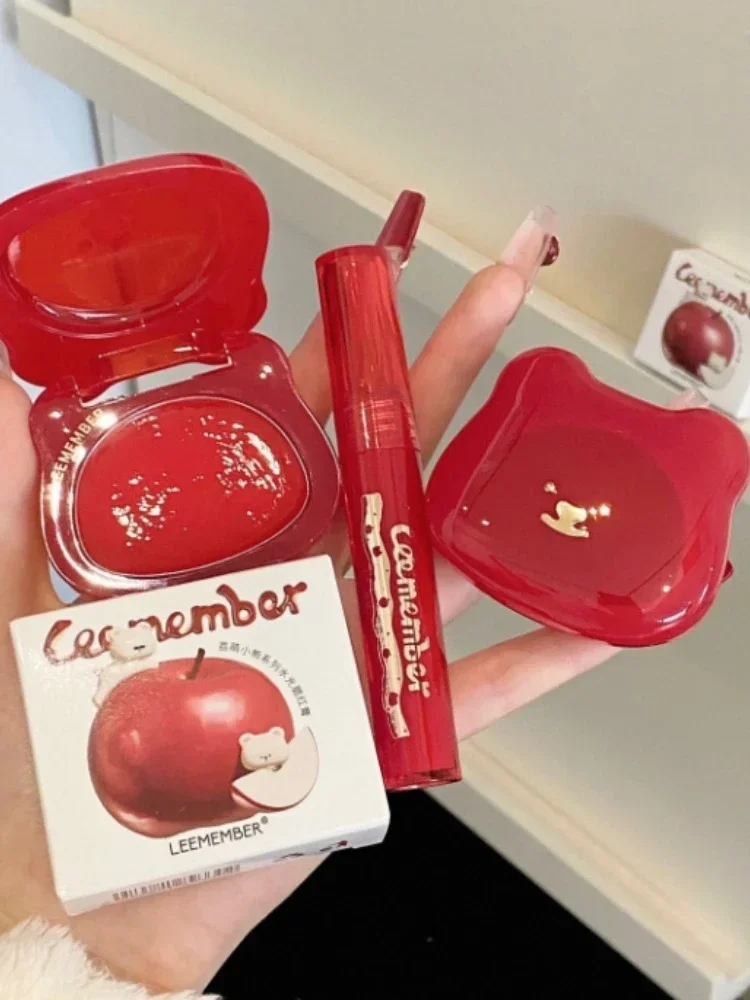 LEEMEMBER Christmas WaterLight Shimmer Blush Lippenstift Mehrzweck-Roter Apfel Klare Wange Einfach zu tragendes Make-up