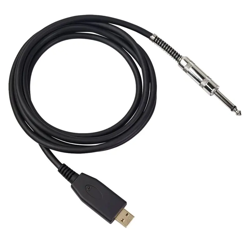 A97I-Cable USB To 6.35Mm Interface For Electric Guitar Recording Featuring Gold Plated Connectors And Noise Reduction 2M Length