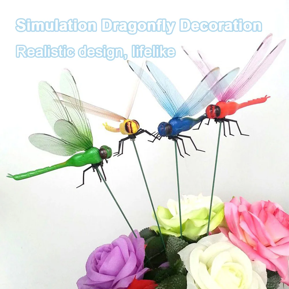 12CM 4Pcs Fake Dragonfly Rod Clip Simulated Dragonfly Clip   Clamp