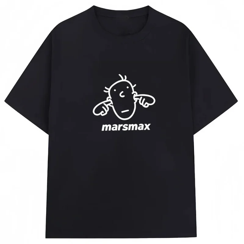MarsMax Men Pure Cotton Minimalist Line Cartoon Point Face Print Oversized Tshirt Doodle Hip Hop Streetwear Short Sleeve