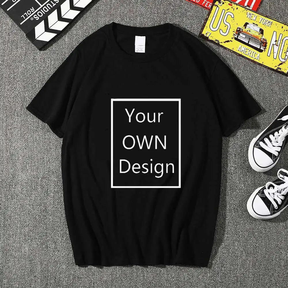 Custom T Shirt Women DIY Graphic Or Text Logo Add Your Design Tshirt High Quality Short Sleeve Black T-shirt Female Camisetas