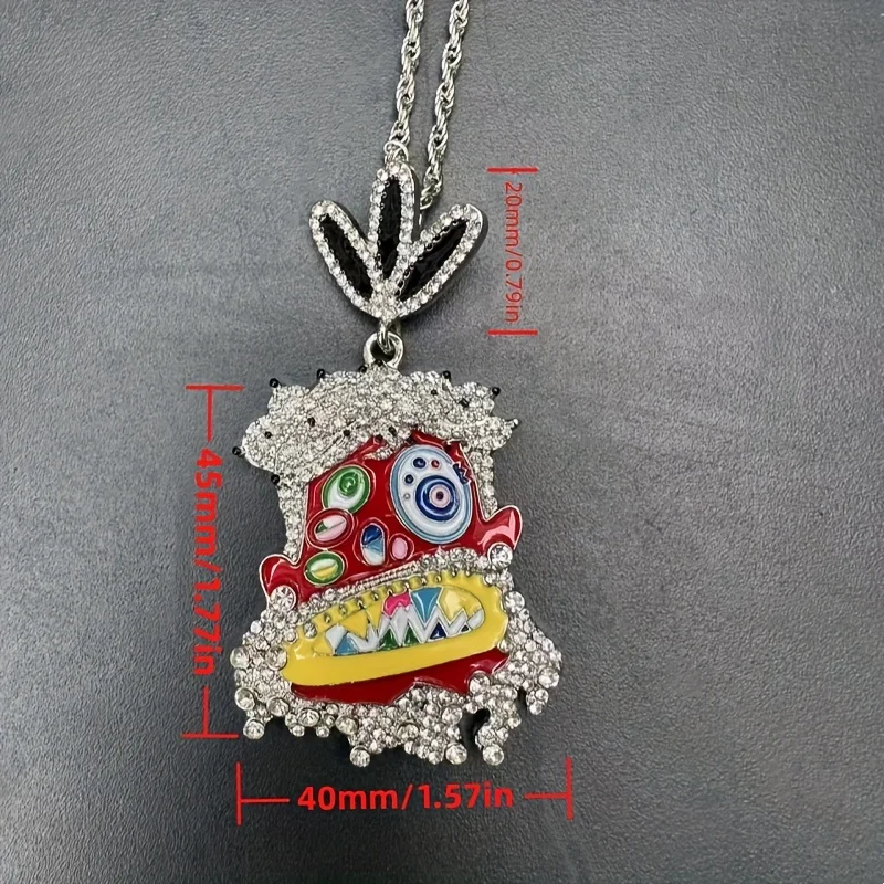 Personalized Men\'s Hip Hop Cartoon Avatar Pendant Micro Inlaid Zircon Ethnic Style Multi Color Little Devil Pendant Necklace
