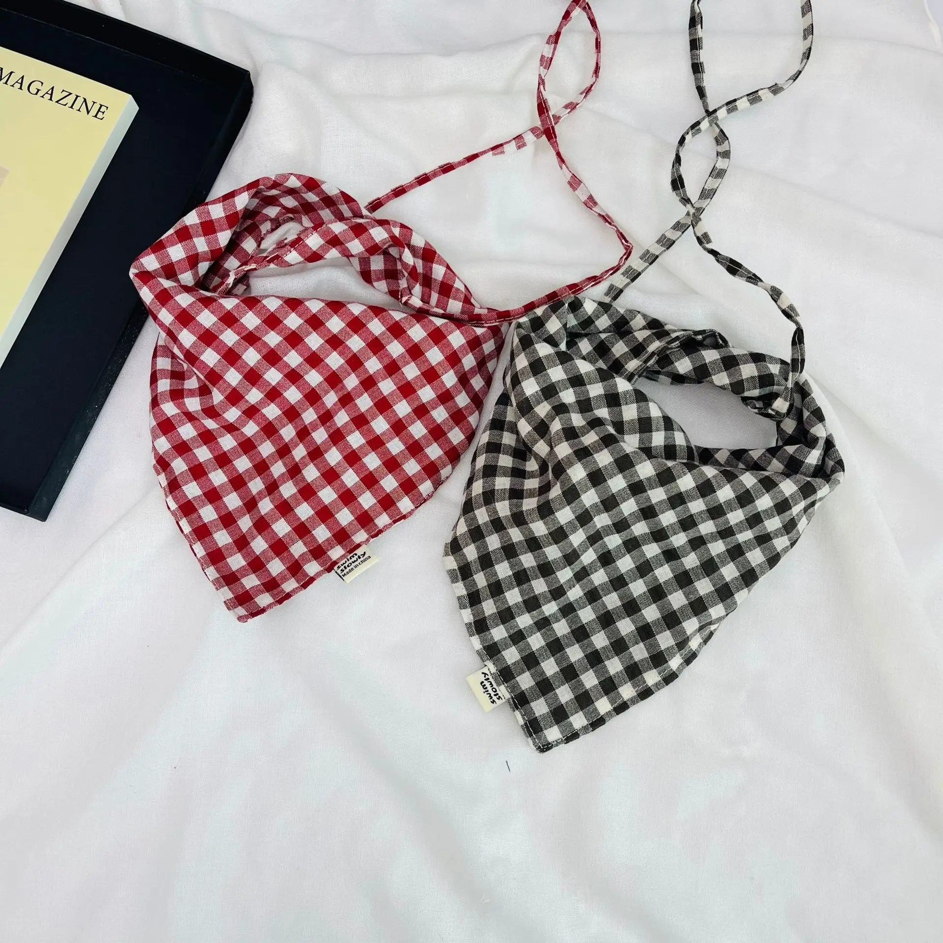 0-6Y Retro Plaid Children's Fashion Triangle Scarf Baby Boy Girls Decorative Headscarf Autumn Winter Warm Windproof Neck Warmer
