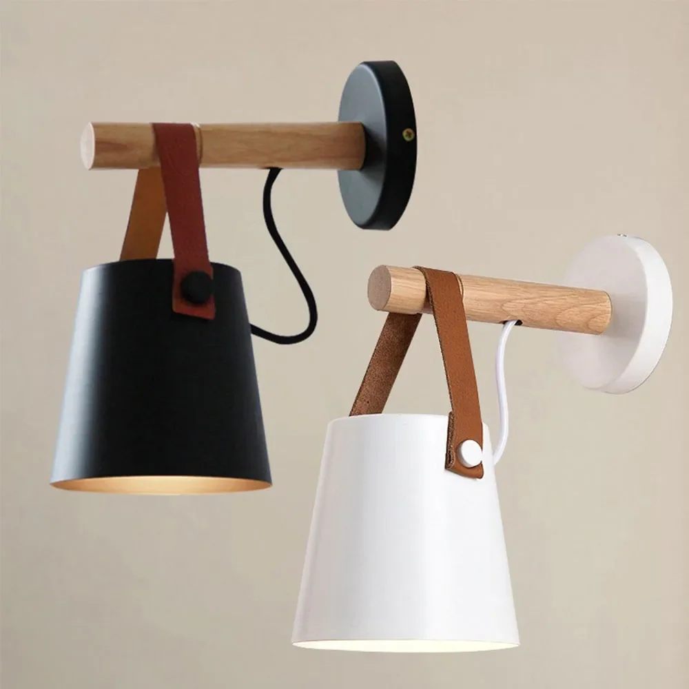 

Wooden Wall Lamp Interior Light Fixture For Home Sconce Interior Lighting Living Room Nordic Modern Bed Wall Lamps With Wire E27