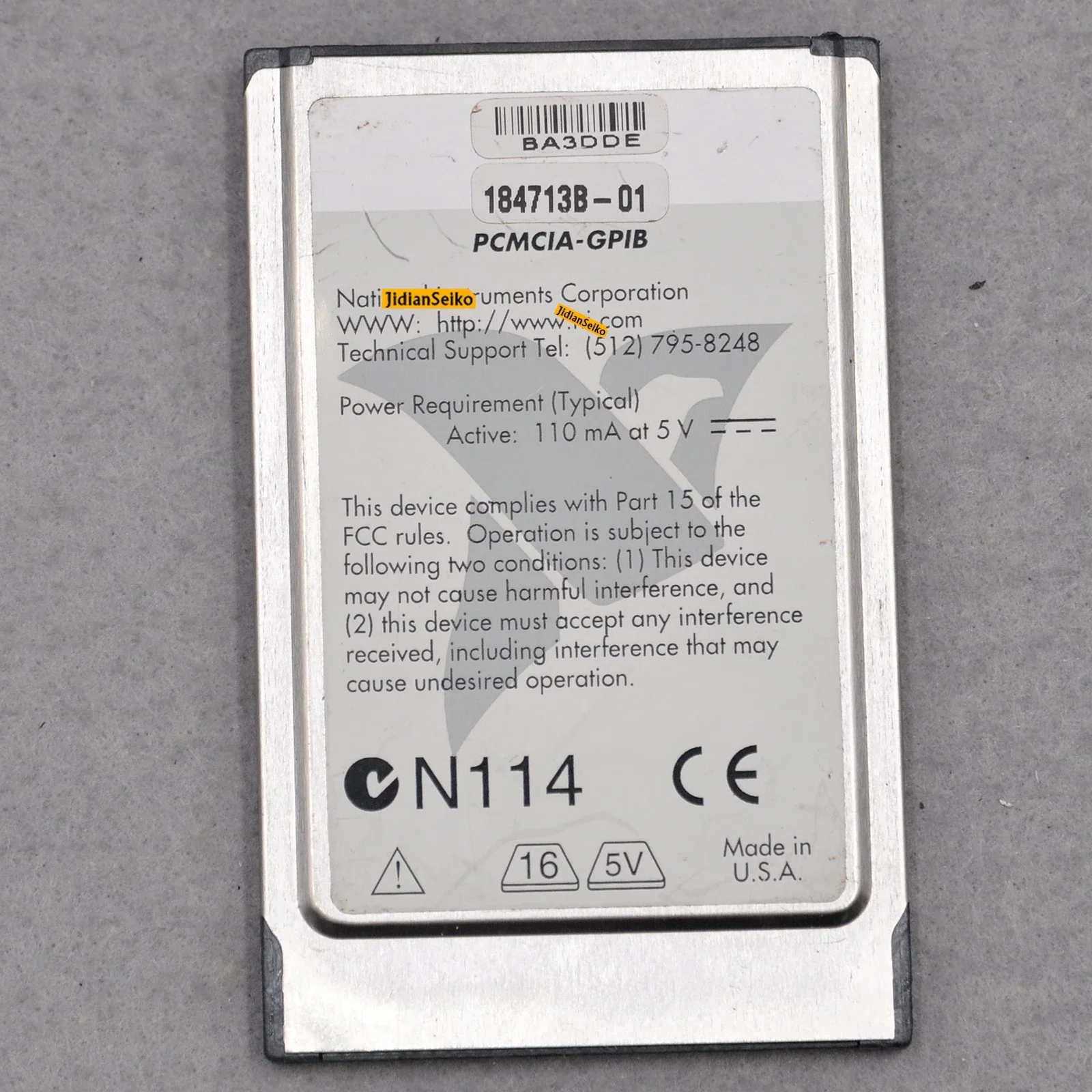 PCMCIA-GPIB 184713B-01 110mA 5V IEEE488 Card Data Acquisition Card Used