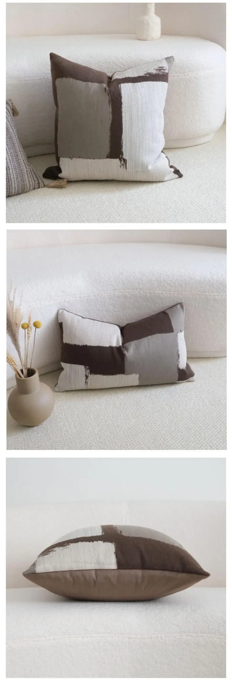 Wabi-Sabi-Stil Kaffeefarben Kissenbezug Chenille Sofa Dekokissenbezug Kopfteil Deko Kissenhüllen 30x50/45x45cm – Detail 7