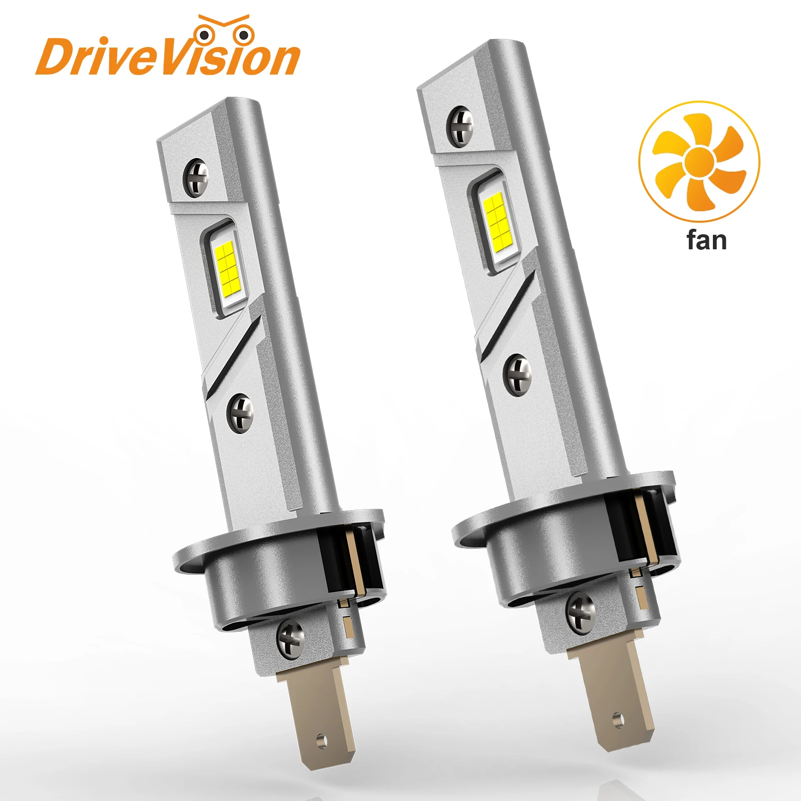 DriveVision H1 LED Bulbs 2024 Newest, 20000LM 6500K H1 Light Bulbs Fog Bulbs with Cooling Fan, 1:1 Mini Size for headlight  12V