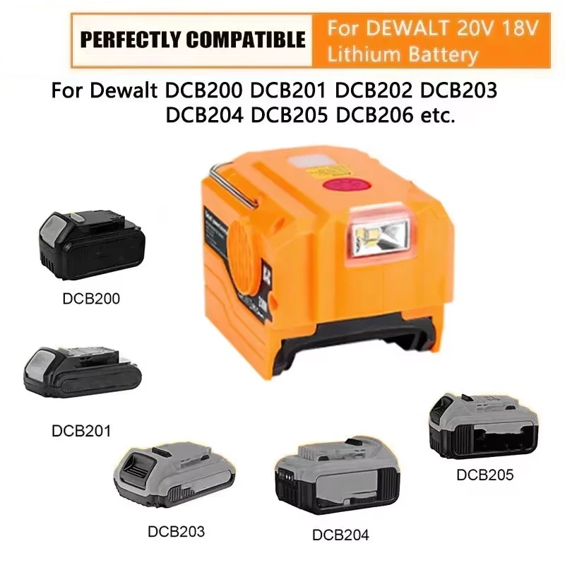 For Dewalt，Battery Power Supply Inverter DC 18-20V AC 120V/220V Dual USB Outdoor Camping Battery Adapter Power Tool Accessories