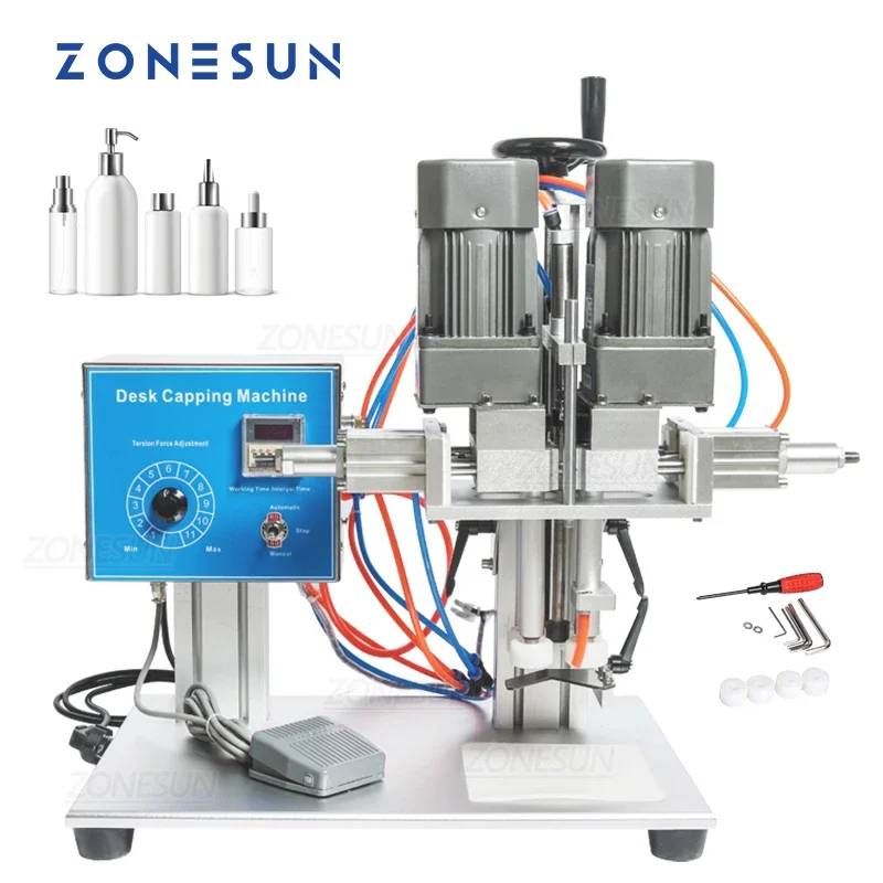 

ZONESUN Desktop Bottle Capping Machine Screw Cap Sealer Capper for Beverage Sauces Cosmetics Pharma Dropper Closure ZS-XG6100