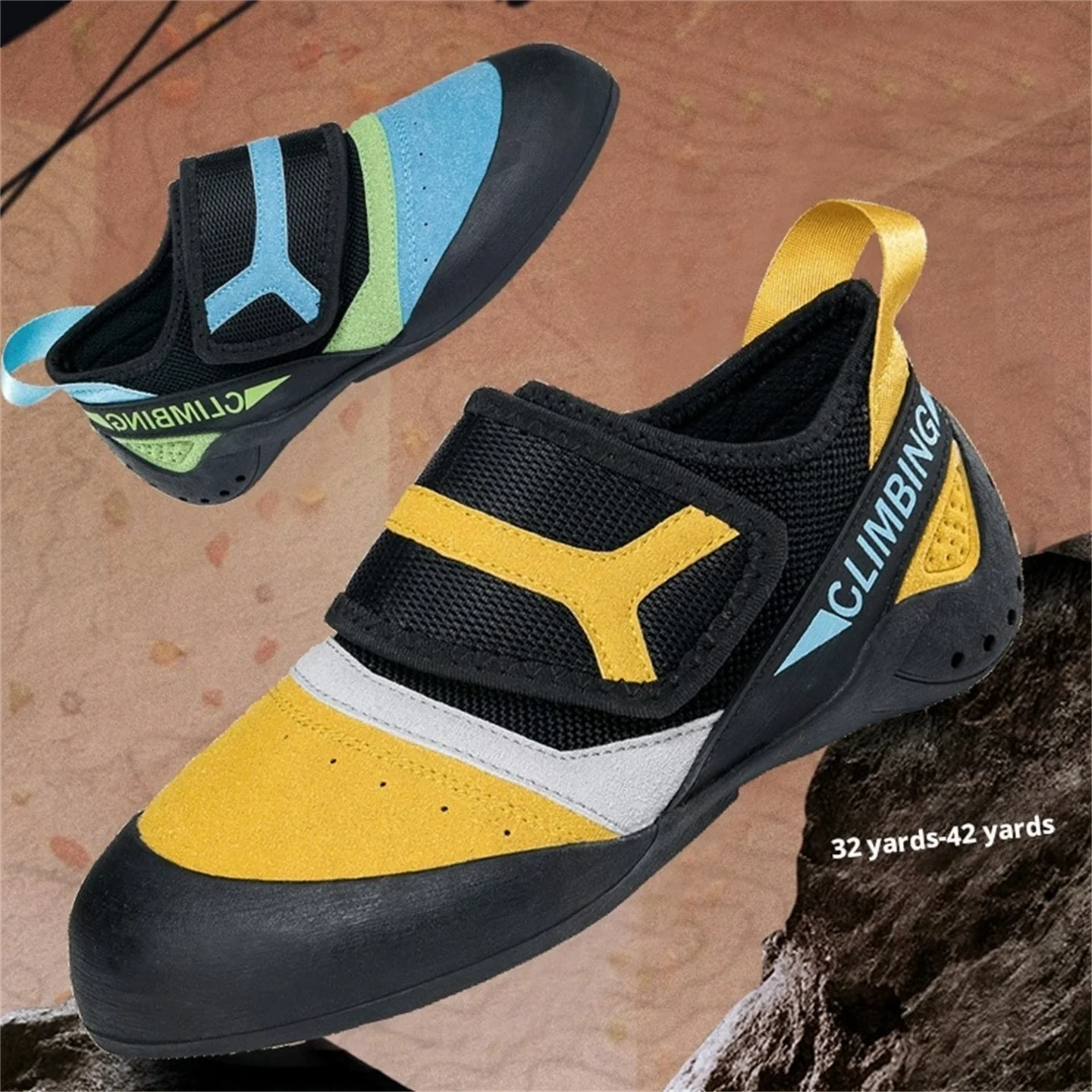 Beginner's Indoor Climbing Shoes For Men Women Size 32-44, Outdoor Non-Slip Wear-resistant Bouldering Training Sneakers
