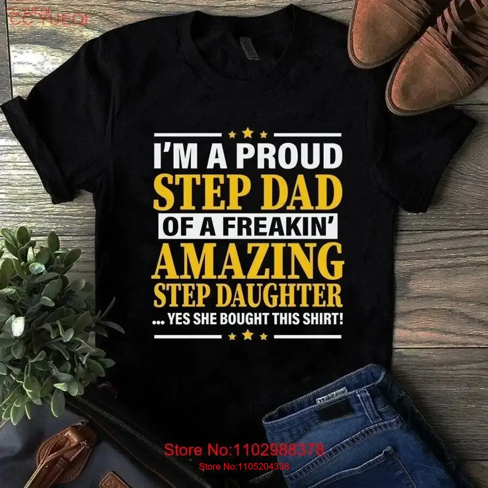 I'm a Proud Step Dad of Freaking Amazing Daughter T Shirt vintage Washed Slightly streetwear Soft Casual Comfortable Versatile