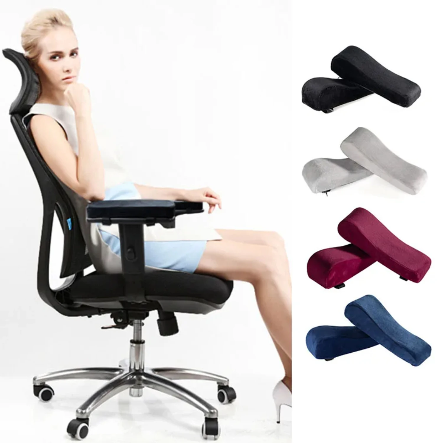 Soft Office Chair Armrest Pads - Protective Elbow Pillows for Comfortable Work - Long Arm Sleeve Brace Patches - Rest Cushion fo