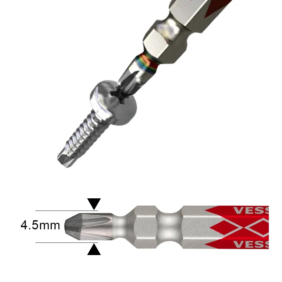 VESSEL DIAMOND GOSAI DRIVER BIT 1 Piece HRC62 Crosshead PH2x65/82/110 mm Screwdriver Bit DG142065 DG142082 DG142110