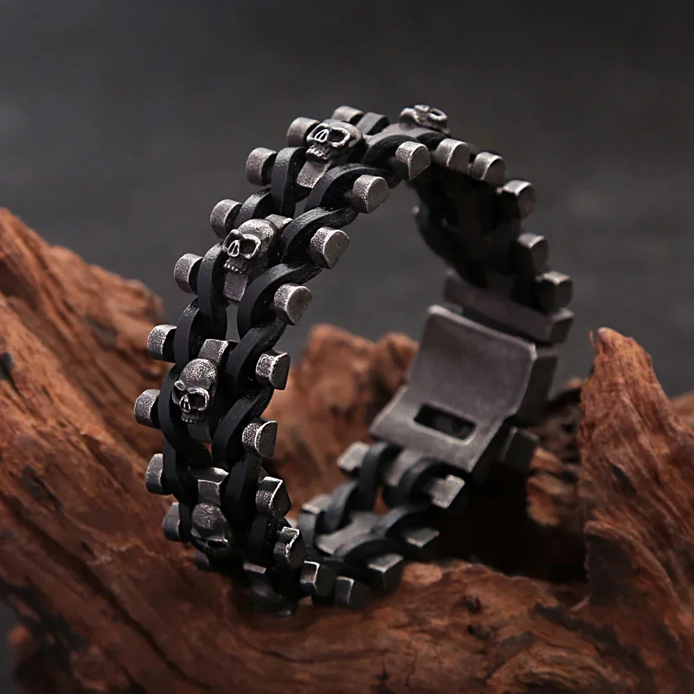 Vintage Gothic Domineering Skeleton Bracelet Stainless Steel Biker Bracelets Men Punk Rock Fashion Jewelry Gift Dropshipping