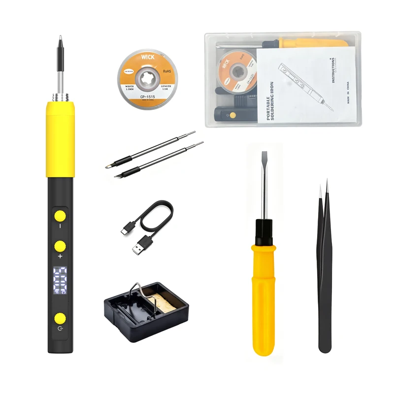 Portable Digital USB Soldering Iron Pen Kit Plug‑and‑Play Welding Tool for Electronic Repair DIY 2Tips Screwdriver Stand Solder