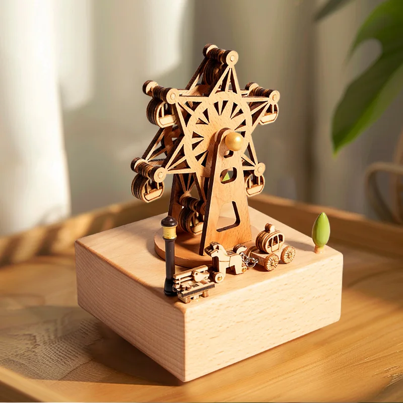 

Creative wooden music box music box pure handmade carousel toy ornament children's Christmas birthday gift