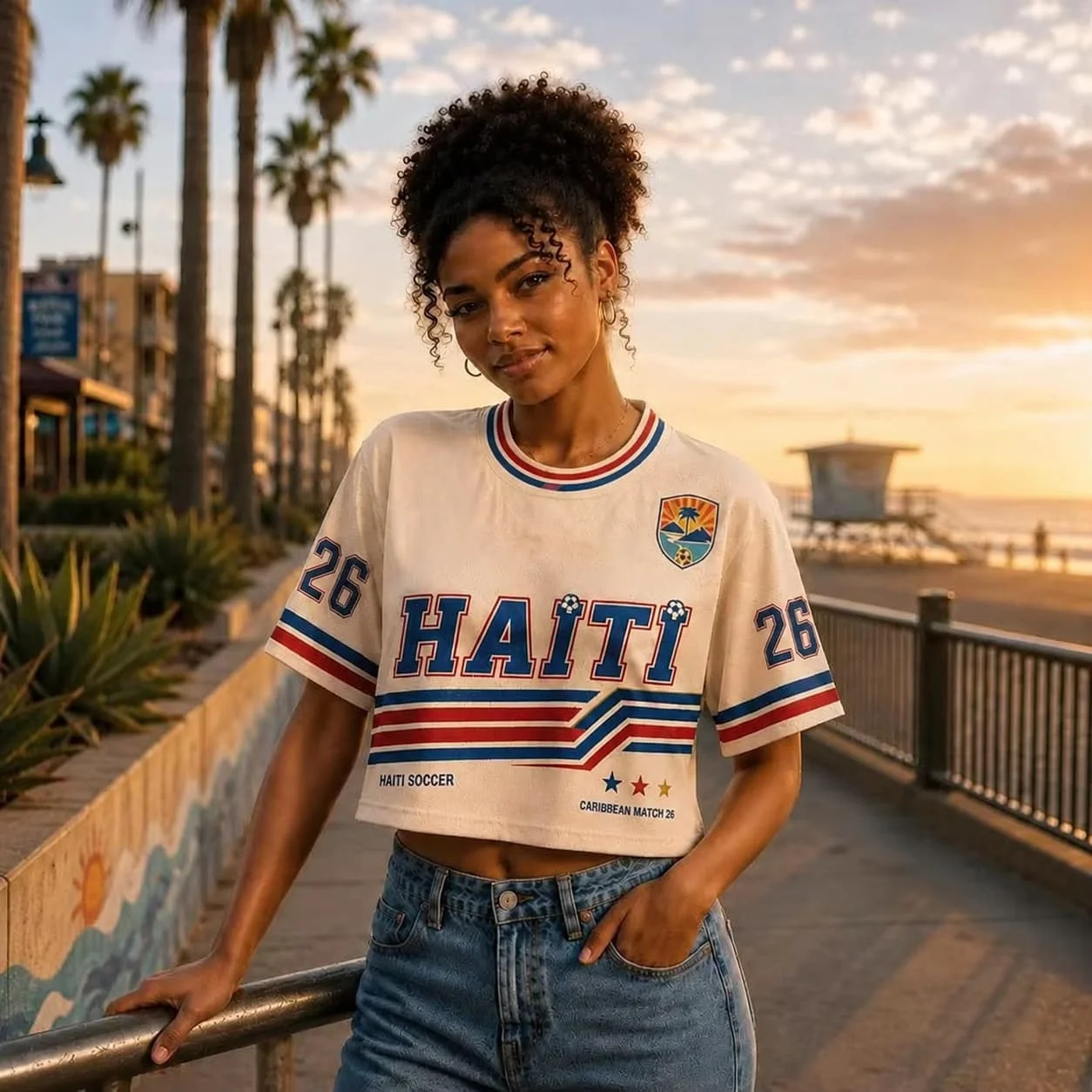 2026 Women HAITI Soccer Crop Top Jersey cheerleaders Football Tee women Romance Football Jersey, short sleeve women t-shirt