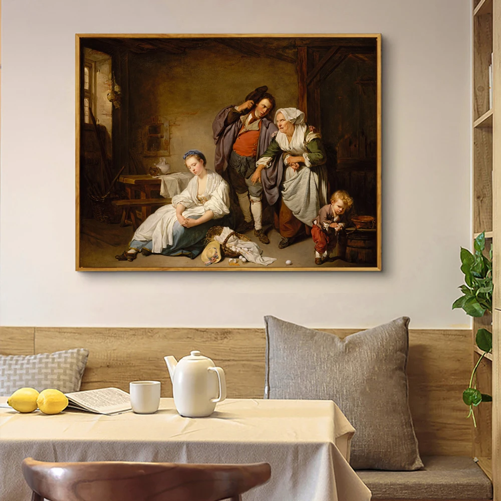 Jean-Baptiste Greuze Broken Eggs Canvas Painting Young Girl's Vir Symbolism Poster Wall Art Decor