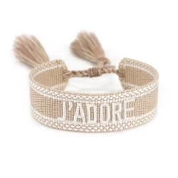 Woven Bracelets with French Words Stackable Jewelry