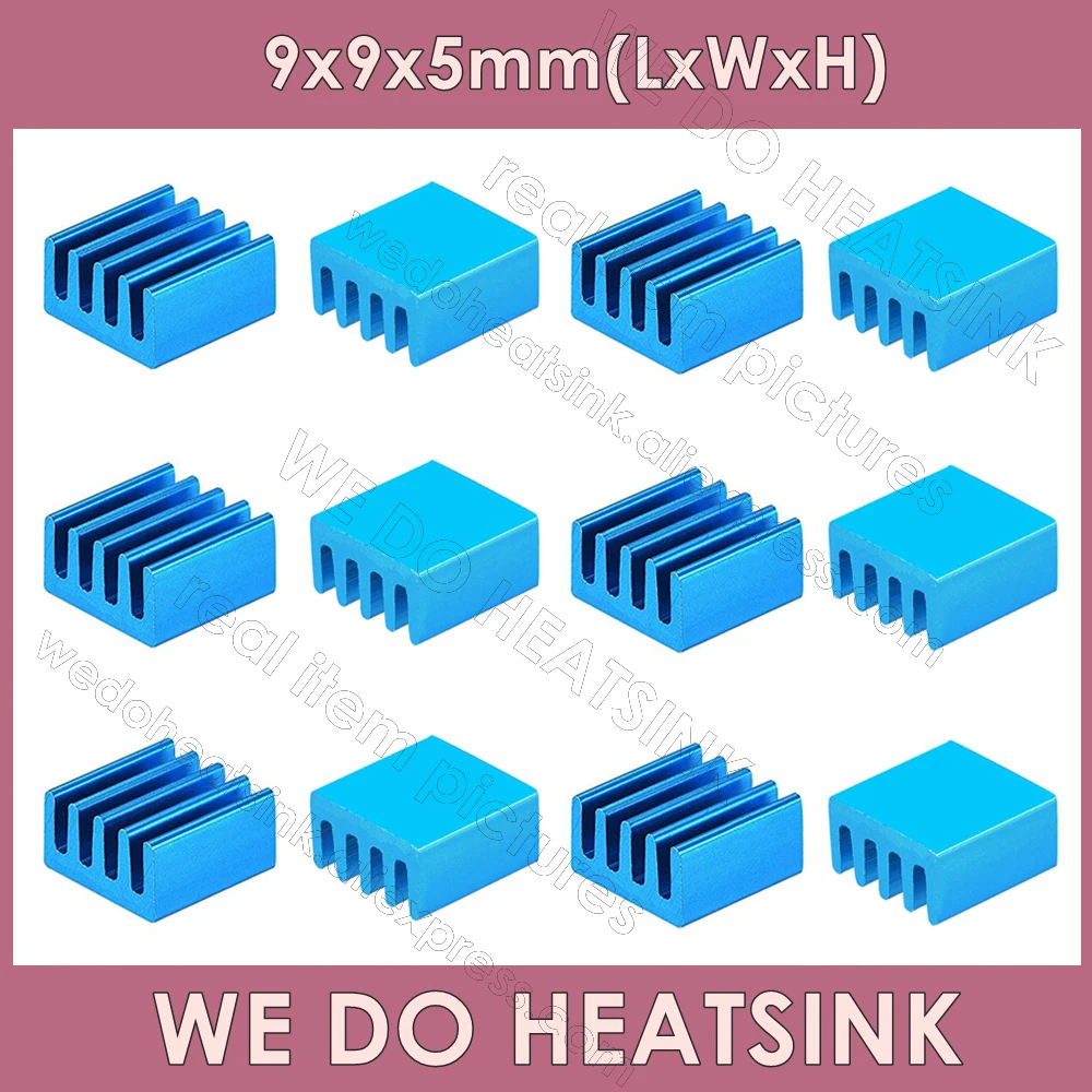 

WE DO HEATSINK 9x9x5mm Without or With Thermal Pad Blue Extruded Small IC Chip Cooling Pure Aluminum Mute Graphics Card Cooler