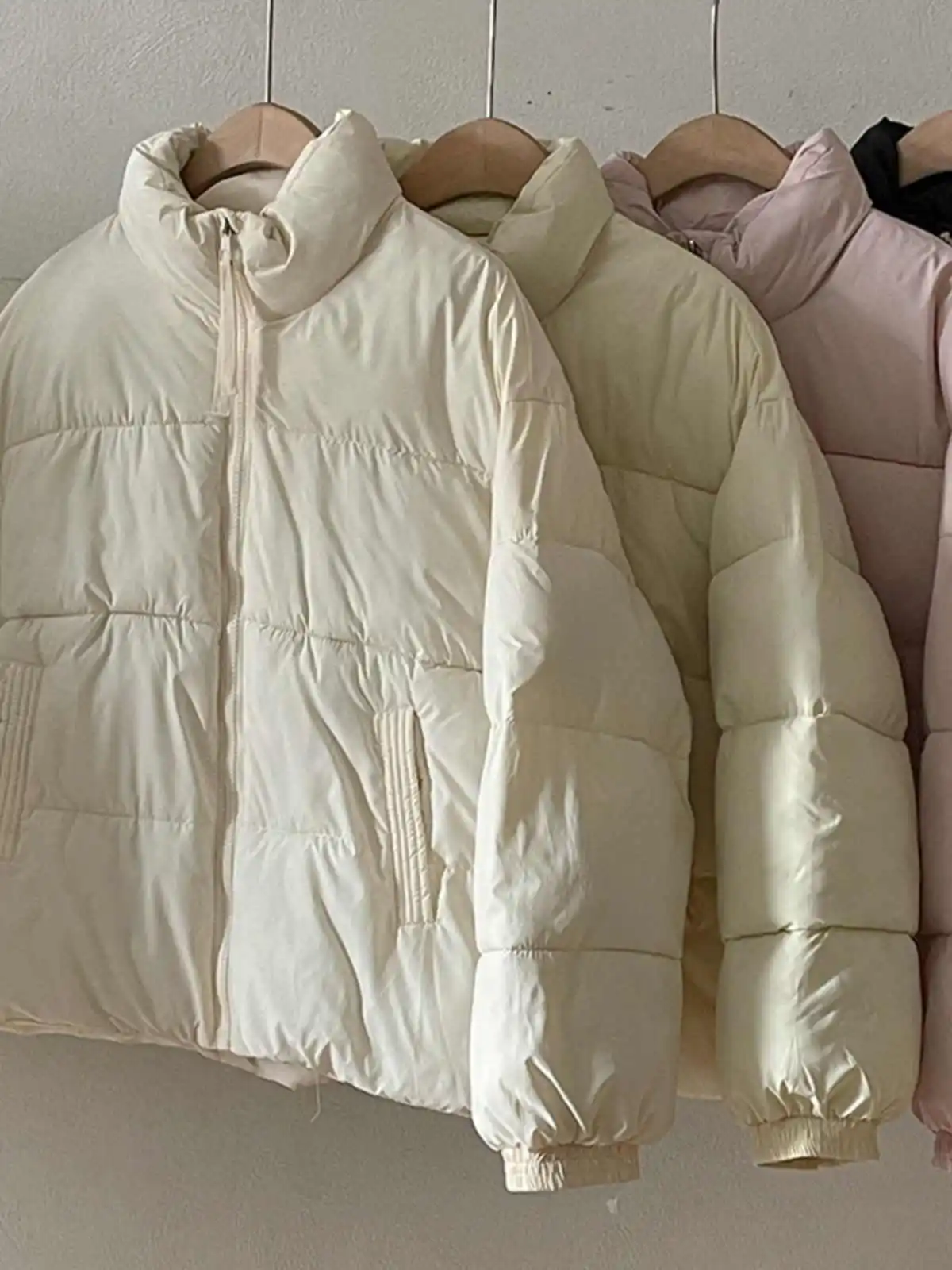 

Solid Color All-Match Women Warm Cotton Coats Korean Stand Collar Long Sleeve Zipper Winter Outerwear Female Thicken Jacket