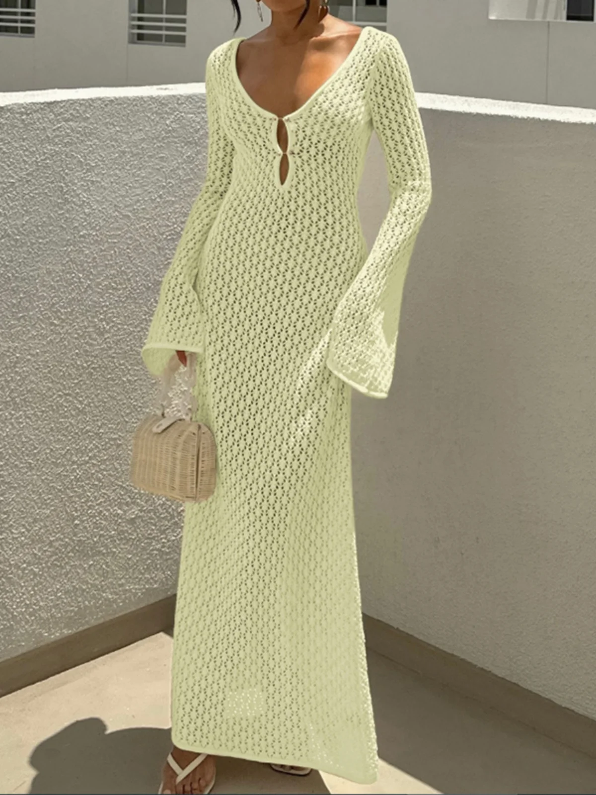 섹시한 V넥 롱 슬리브 드레스 여성 패션 드레스 슬림핏 디자인 2025 봄 컬렉션