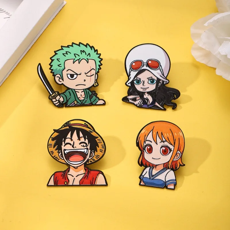 

One Piece Q Version Anime Peripheral Metal Badge Exquisite Fashion Decorative Brooch Pin for Backpack Clothes Daily Decoration