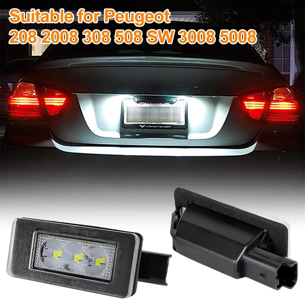 FOSITAN 2 قطعة لوحة ترخيص مُضاء مصباح صالح لبيجو 208 2008 308 508 SW 3008 5008