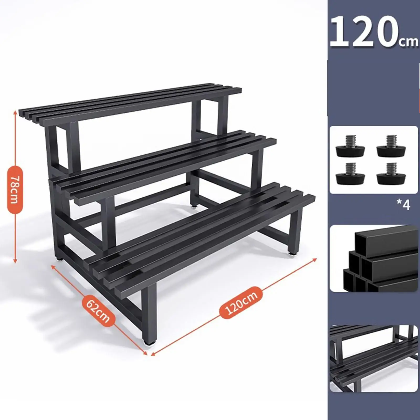 Metal Plant Stand Black Freestanding Stable 3 Tier Planter Display Shelf for Office Balcony Indoor Outdoor Garden Flower Store