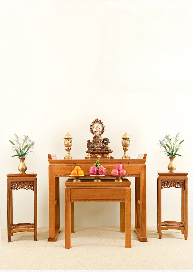 Solid wood middle hall offering table incense case household new Chinese Buddha table offering table incense  God of Wealth