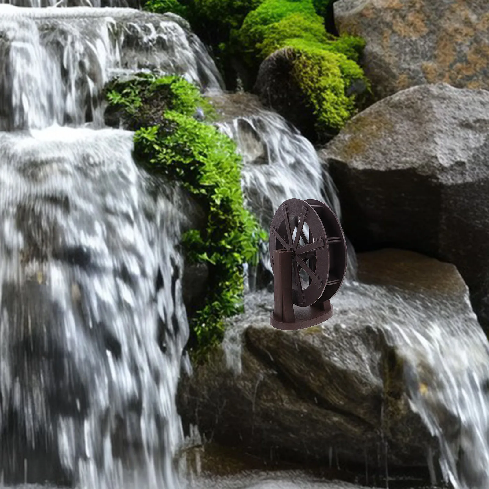 

Micro Water Fengshui Rockery Decor Fish Tank Ornament Resin Photography Prop Simulation Landscape Wheel Rockery Water Accessory