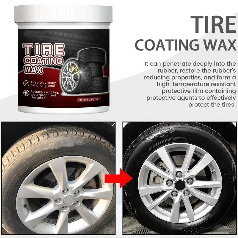 Car Tire Maintenance 100g Tire Shine Coating Tyre Gloss Sealant Wax Hydrophobic Tire Cleaner Car Cleaning Supplies