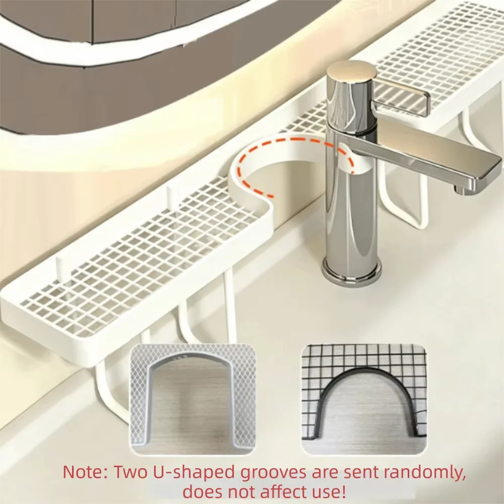 Sturdy No-Drill Bathroom Storage Rack Rustproof Space Saving Faucet Shelf Hollow Out Sink Shelf for Bathroom Counter