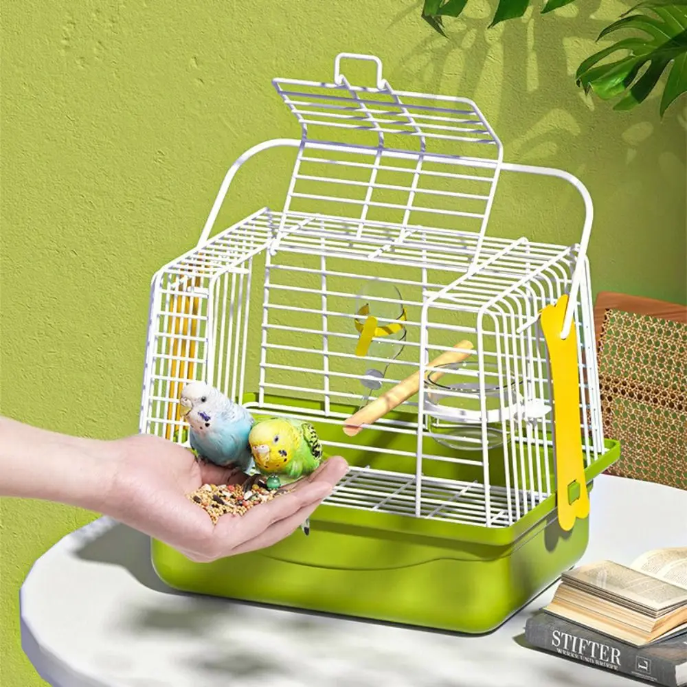 

Removable Portable Bird Cage Durable with Handle Bird Travel Carrier Cage with Standing Pole Bite Resistant Bird Transport Cage