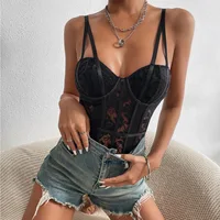 Sexy Lace Bodysuit for Women Bodies Elegant Women's Top 2025 New Summer Solid Bodycon Ribbed Bodysuits - Image 5