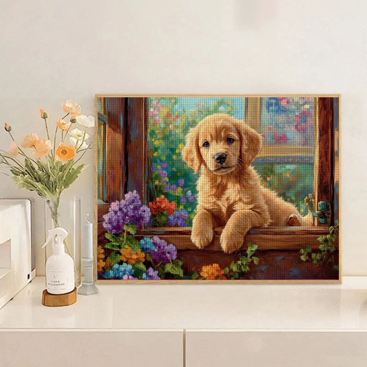 1 Stück 30x40 cm/11,8*15,74 Zoll Hund Motiv Kreuzstich-Set DIY-Kit 11CT/14CT DIY Stickerei-Set DIY Kreuzstich-Set – Detail 1