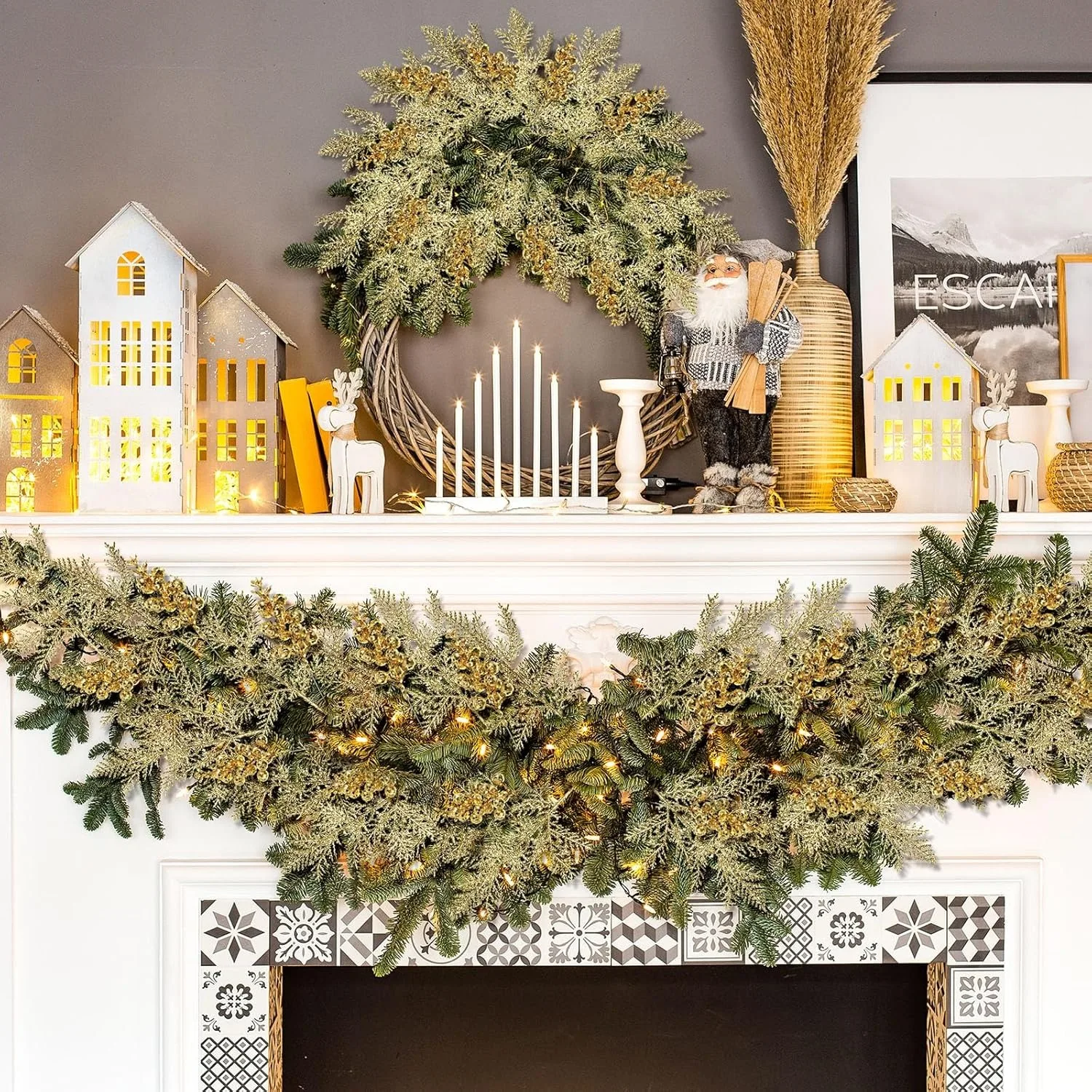 10 Stück goldene künstliche Blumen Beerenstrauß Weihnachtsdekoration Weihnachtsbaum Ornament für Heimdekoration Neujahr DIY Geschenkzubehör – Detail 6