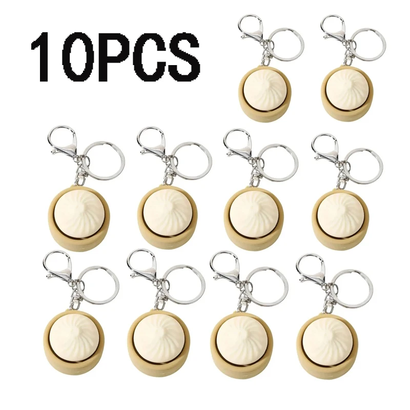 In Stock 1-10pcs Office Desktop Decompress Steamed Bun Clicker Key Chain Small Steamed Bun Decompress Key Chain Gifts