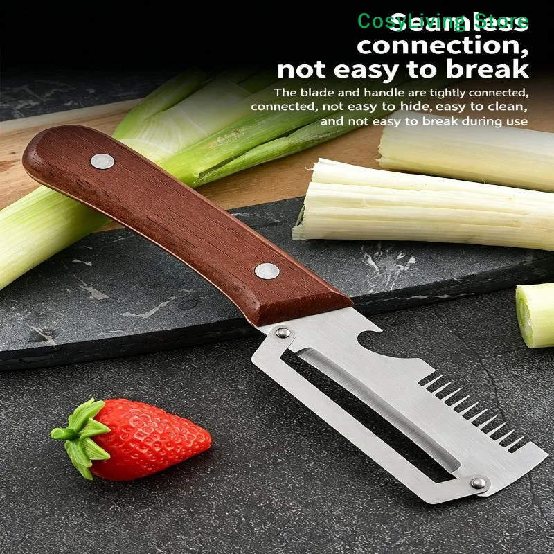 [CL]Thickened Fruit Peeler Knife With Wooden Handle Multi-functional Stainless Steel Vegetable Peeler Multi-function[CL]
