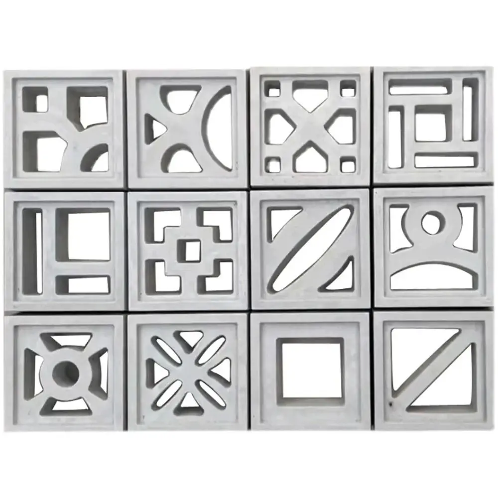 Plastic Hollow Brick Mold 20*20*6cm 3D Carving Wall Brick Mould Square Anti-Slip Cement Antique Brick Mold Flower Fence view 3