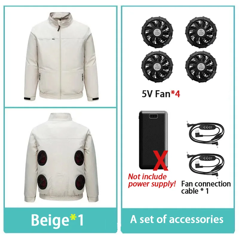 Summer Cooling Jacket Four Hole Fan Clothing Men USB Refrigeration Air Conditioning Clothes Outdoor Labor Protection Workwear