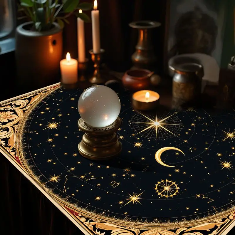 VIKAMA Retro Star Chart Tarot Tablecloth, Ceremony Altar Mat for Tarot Card Reading Divination