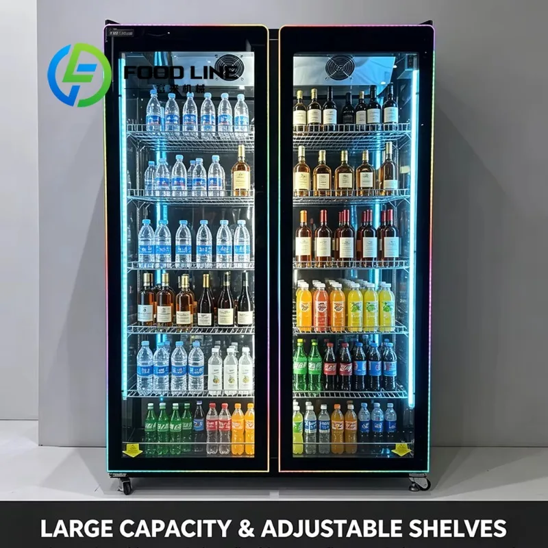 Freestanding Drink Display Fridge, Multi‑Layer Adjustable Shelf, Fast Cooling, Suitable For Fast‑Food Shop And Burger Restaurant